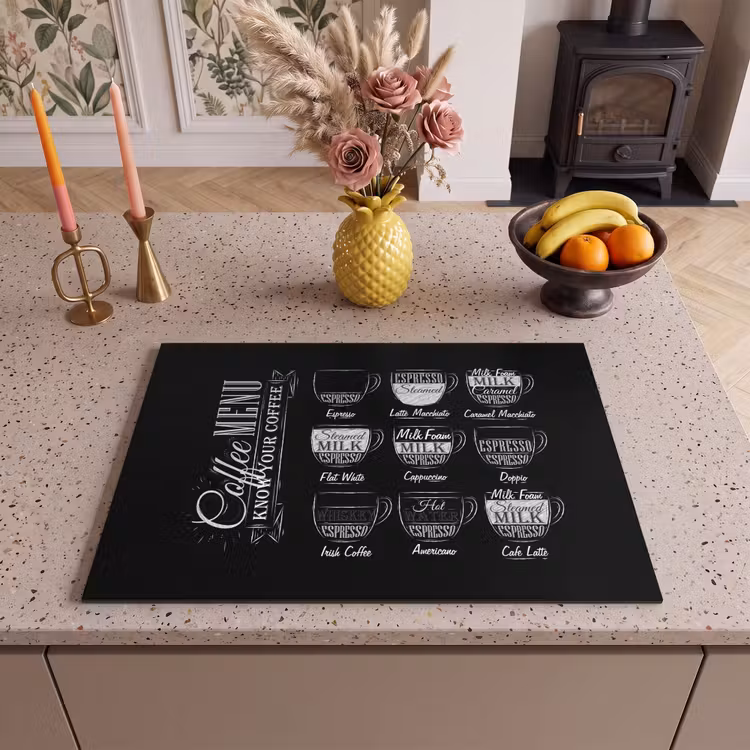 Inductie beschermer - Zwart-Wit Menukunst van Koffiespecialiteiten — 2