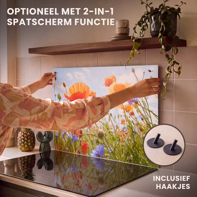 Inductie beschermer - Zomerdans van Klaprozen en Korenbloemen — 10