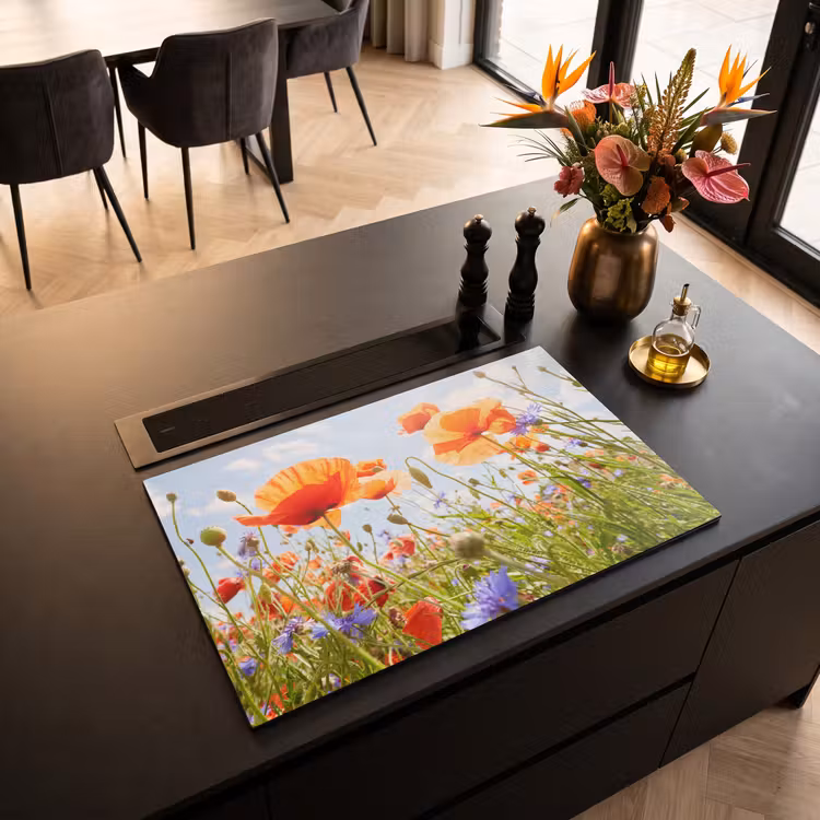 Inductie beschermer - Zomerdans van Klaprozen en Korenbloemen — 5