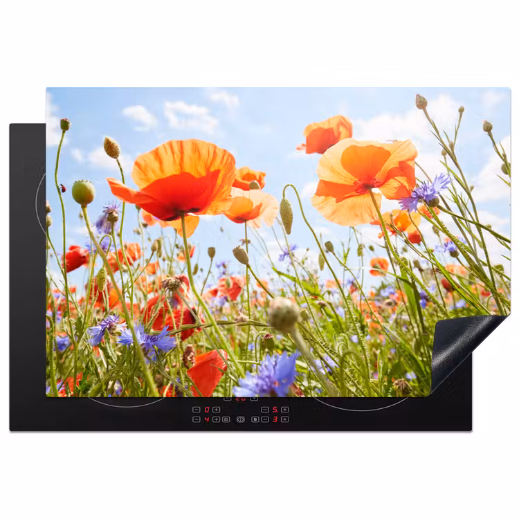 Inductie beschermer - Zomerdans van Klaprozen en Korenbloemen — 1