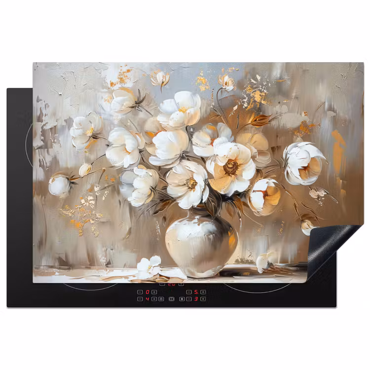 Inductie beschermer - Vaas - Bloemen - Kunst - Goud — 1