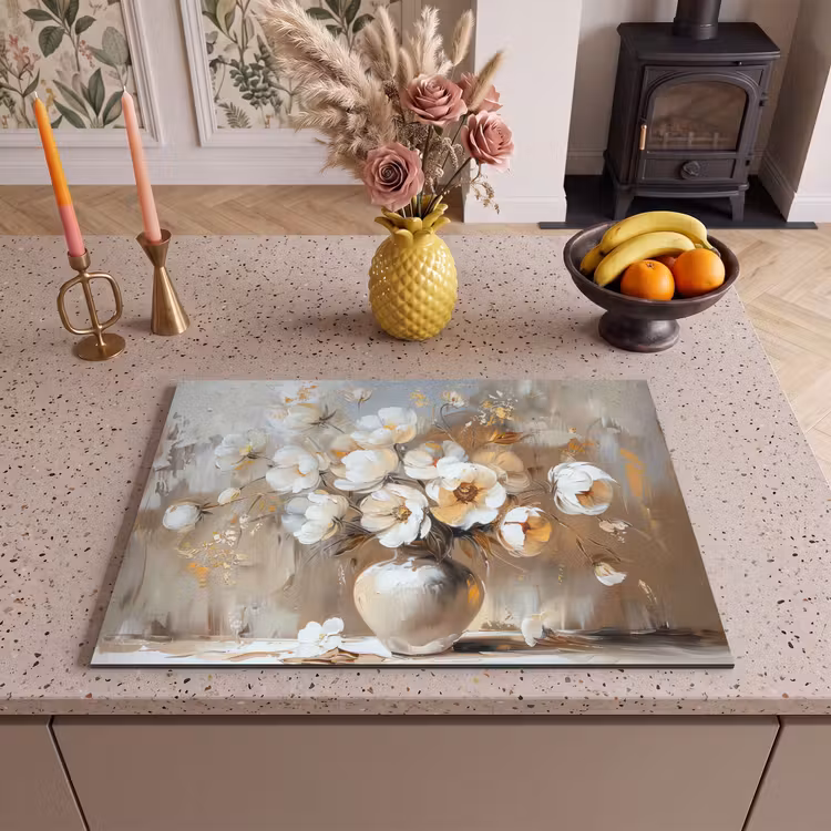 Inductie beschermer - Vaas - Bloemen - Kunst - Goud — 2