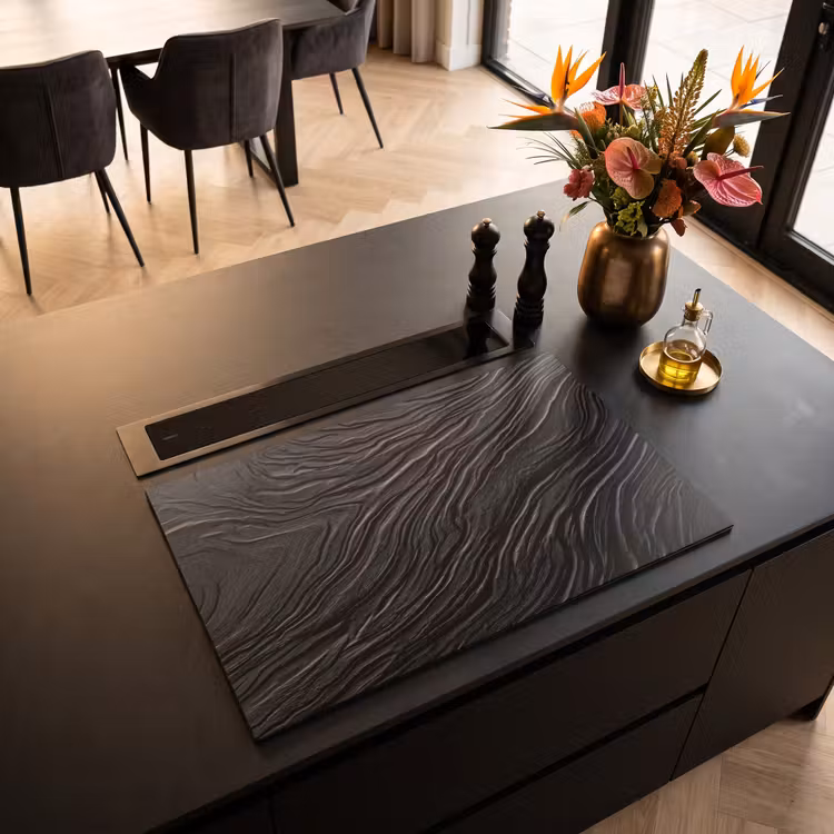 Inductie beschermer - Zwart - Abstract - Hout — 5
