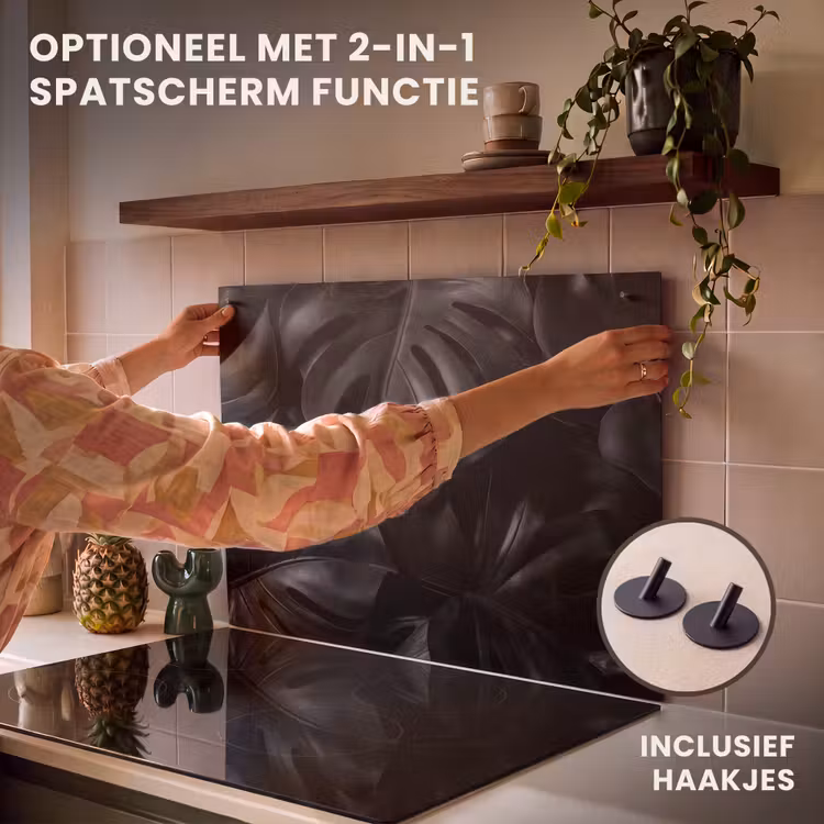 Inductie beschermer - Zwart - Monstera - Bladeren — 10