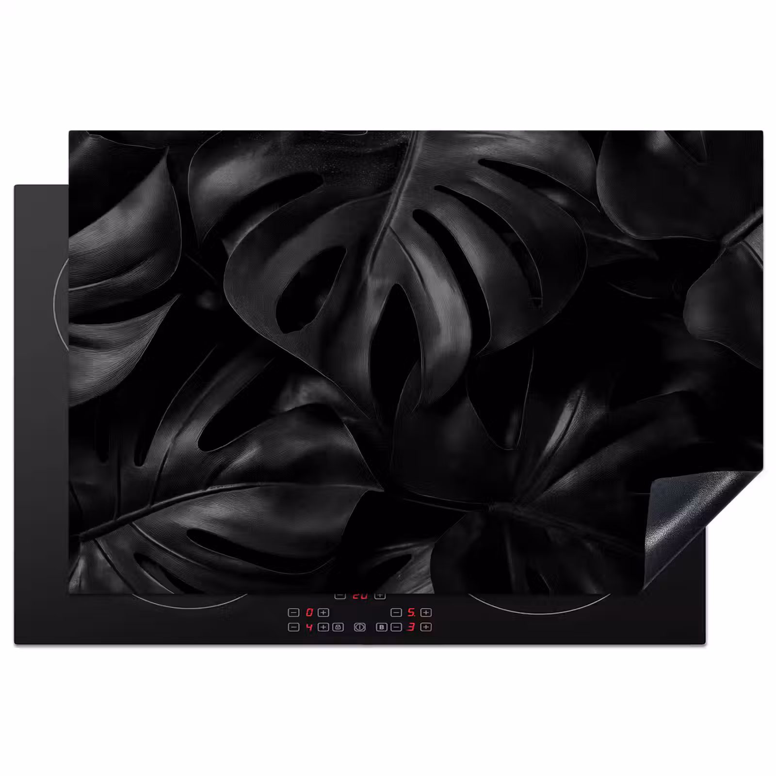 Inductie beschermer - Zwart - Monstera - Bladeren — 1