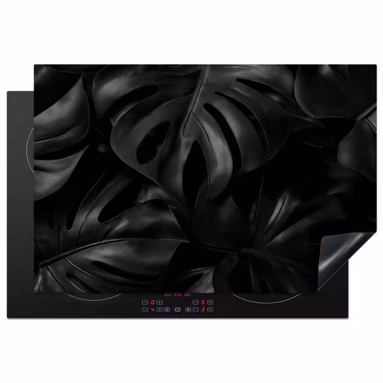Inductie beschermer - Zwart - Monstera - Bladeren — 1