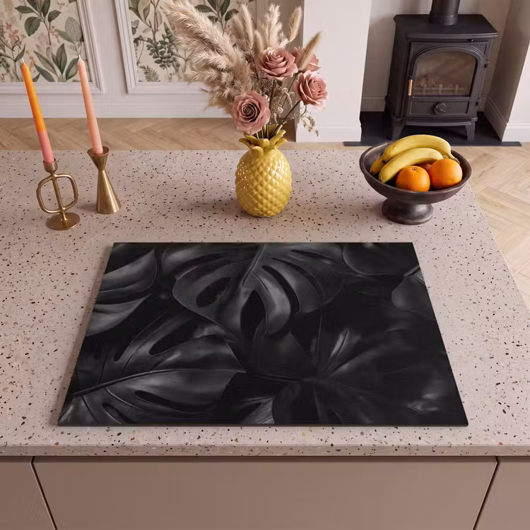 Inductie beschermer - Zwart - Monstera - Bladeren — 2