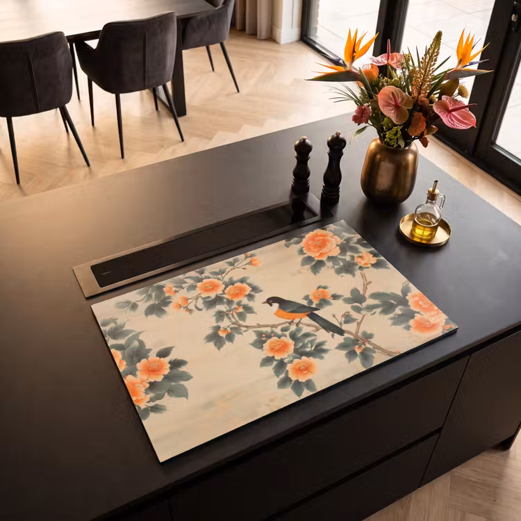 Inductie beschermer - Vogel - Tak - Bloemen - Oranje — 5