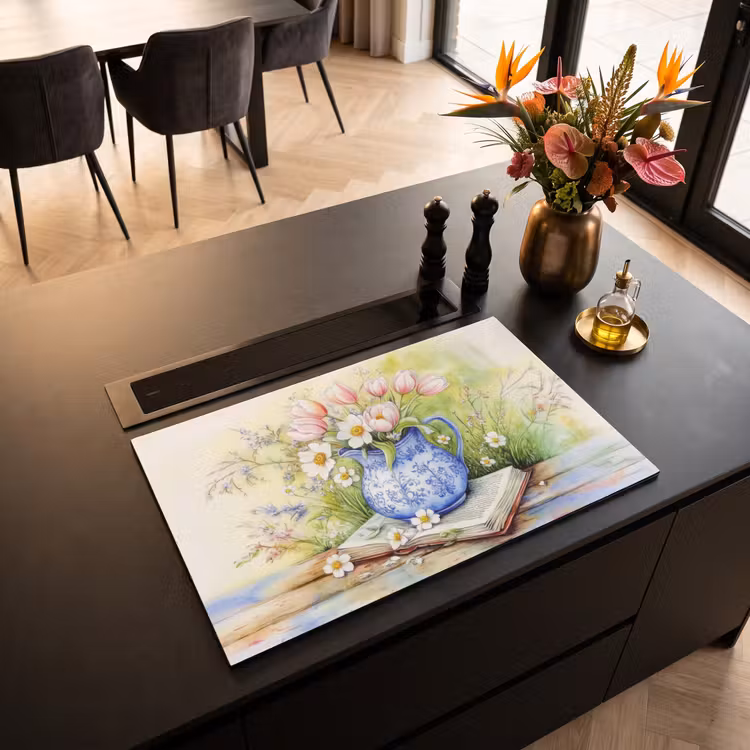 Inductie beschermer - Vaas - Delftsblauw - Madeliefjes — 5