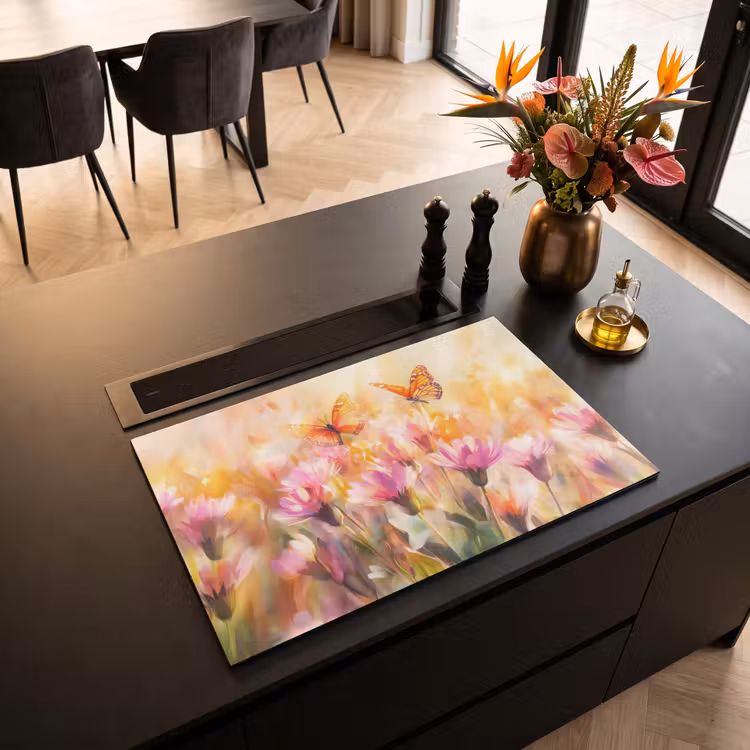 Inductie beschermer - Vlinders - Oranje - Bloemen — 5