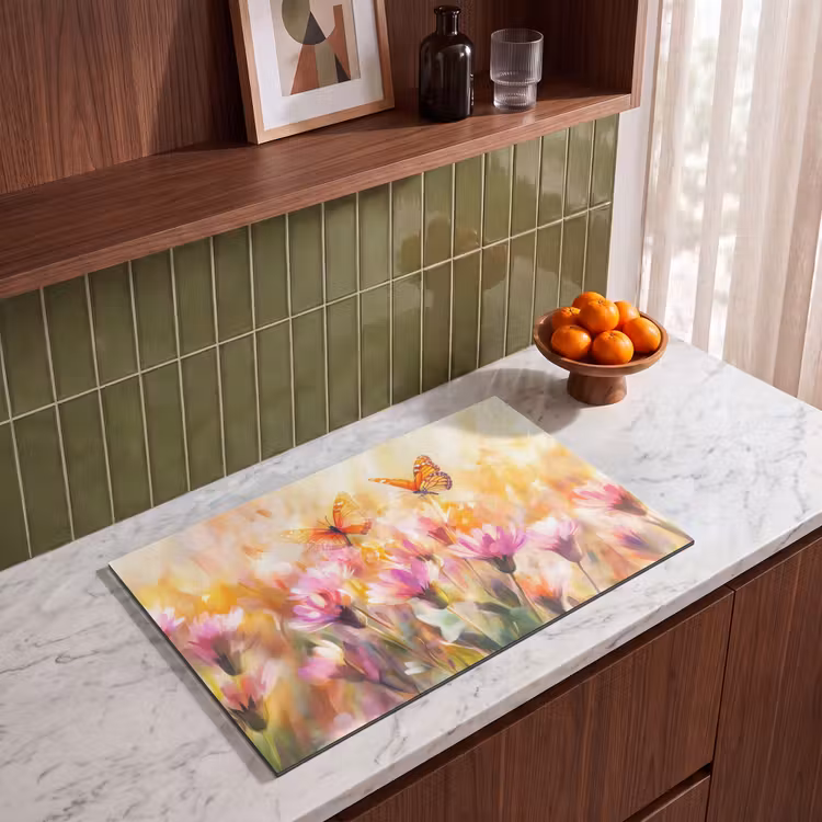 Inductie beschermer - Vlinders - Oranje - Bloemen — 8