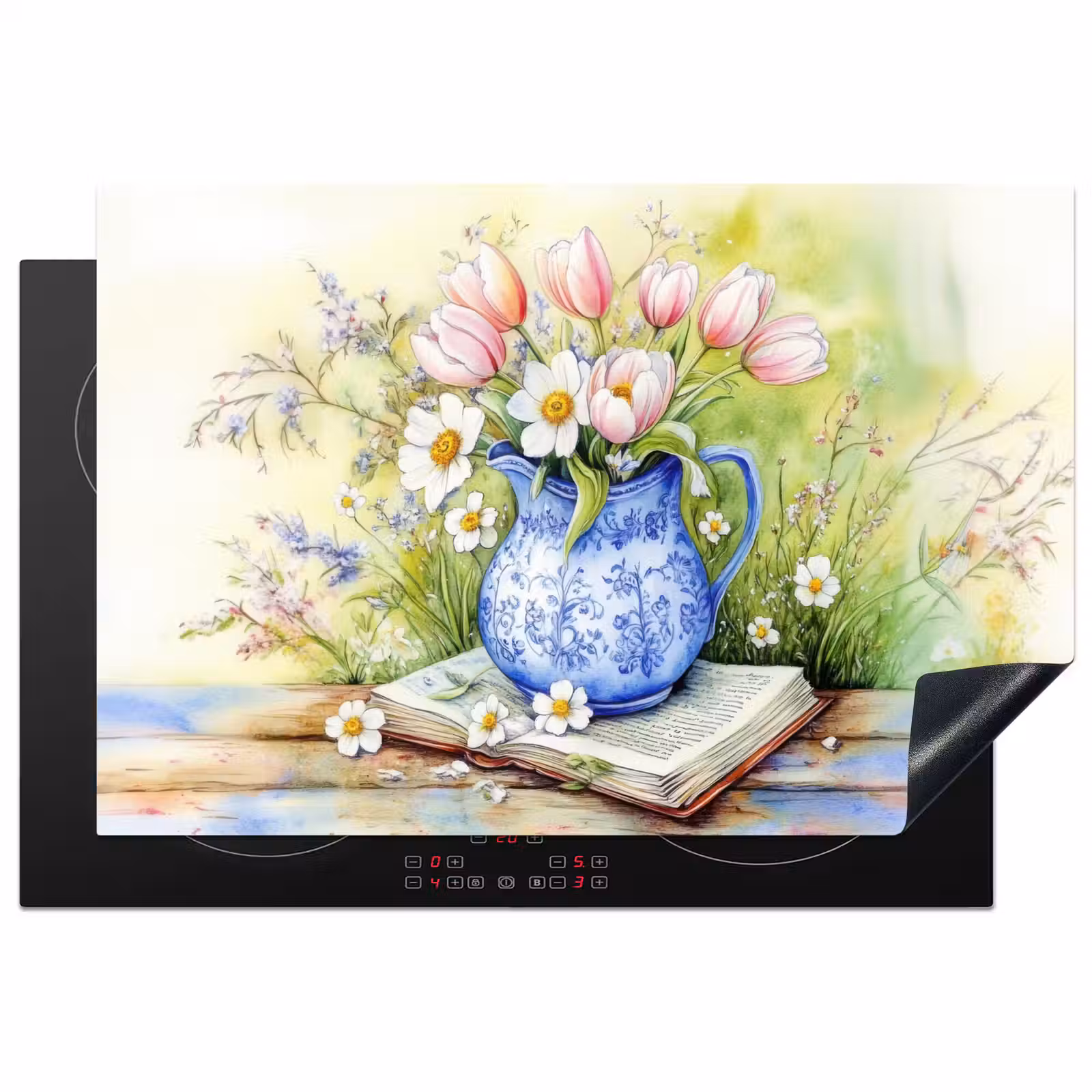 Inductie beschermer - Vaas - Delftsblauw - Madeliefjes — 1