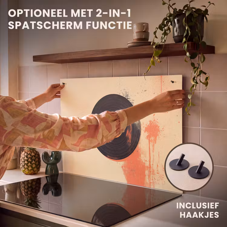 Inductie beschermer - Vinylplaat - Zwart - Verfspatten - Retro — 10