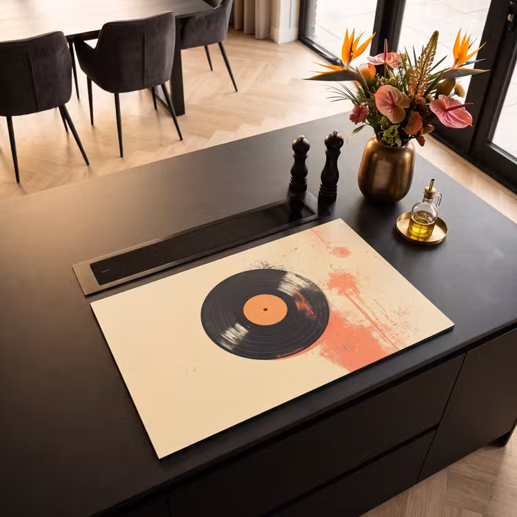 Inductie beschermer - Vinylplaat - Zwart - Verfspatten - Retro — 5