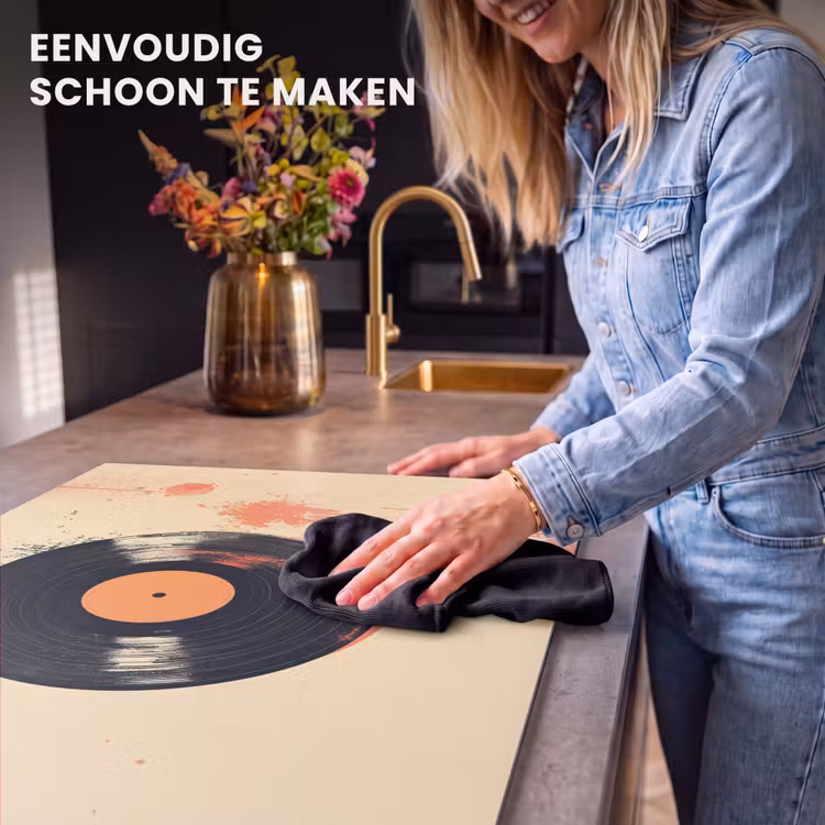 Inductie beschermer - Vinylplaat - Zwart - Verfspatten - Retro — 6