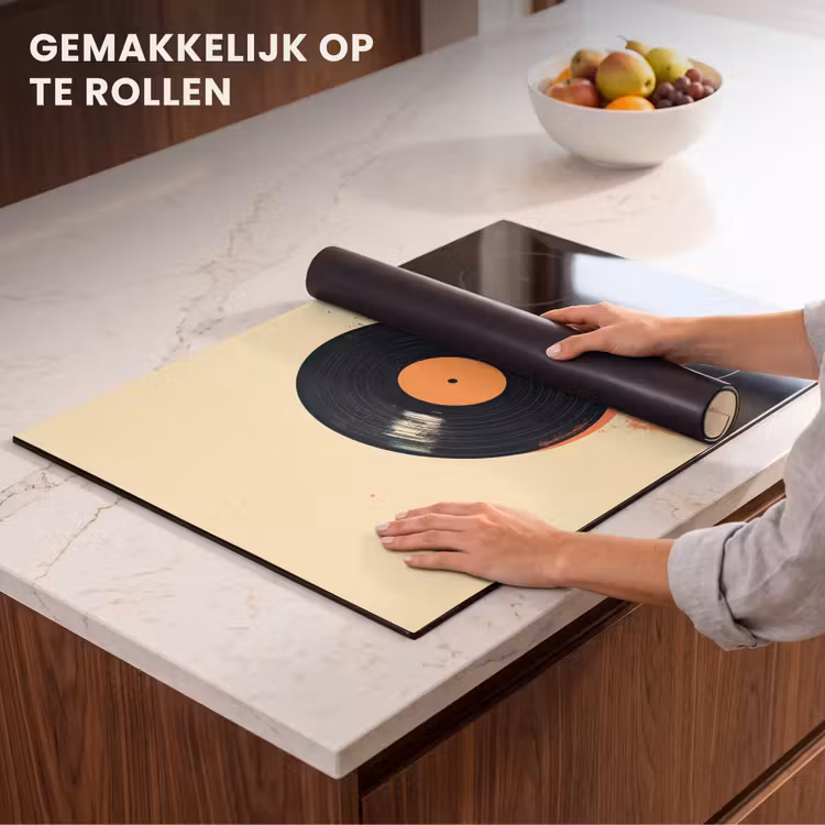 Inductie beschermer - Vinylplaat - Zwart - Verfspatten - Retro — 7