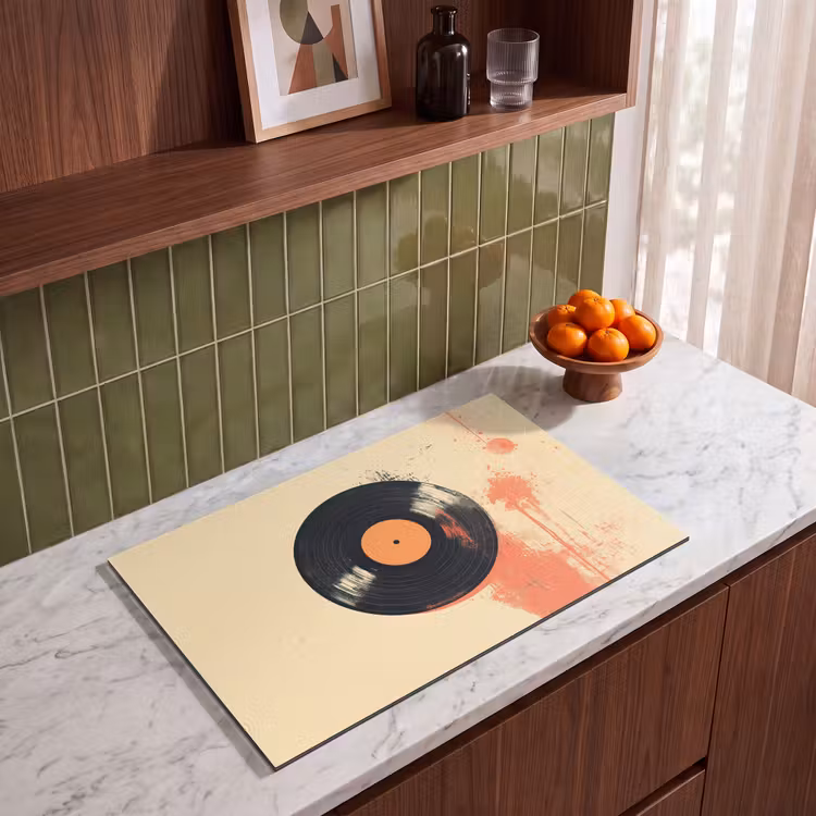 Inductie beschermer - Vinylplaat - Zwart - Verfspatten - Retro — 8