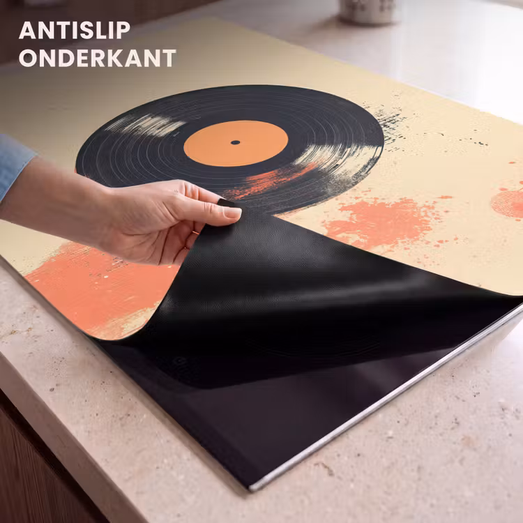 Inductie beschermer - Vinylplaat - Zwart - Verfspatten - Retro — 9