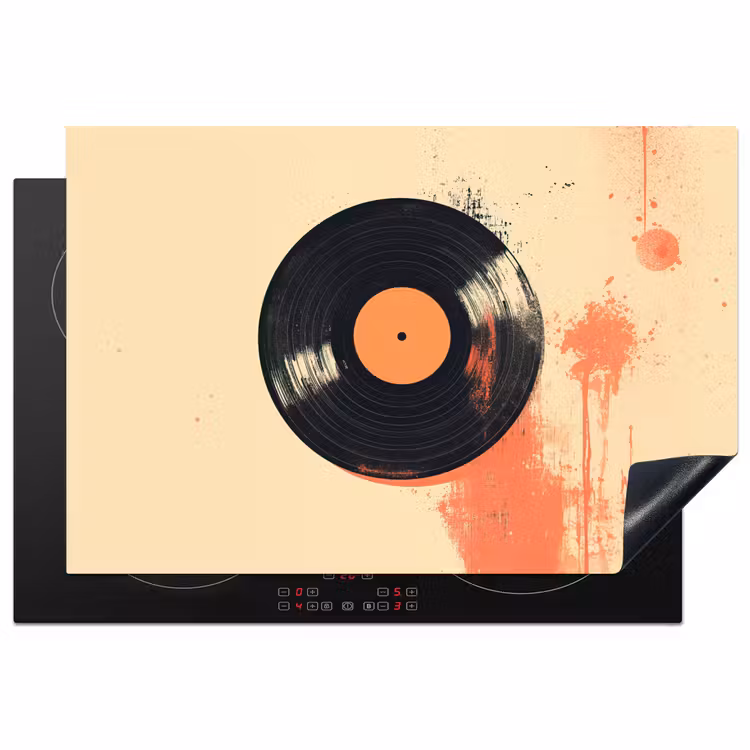 Inductie beschermer - Vinylplaat - Zwart - Verfspatten - Retro — 1