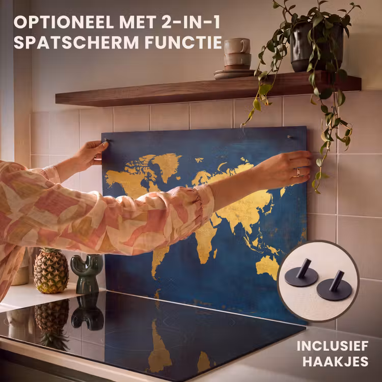 Inductie beschermer - Wereldkaart - Goud - Donkerblauw — 10