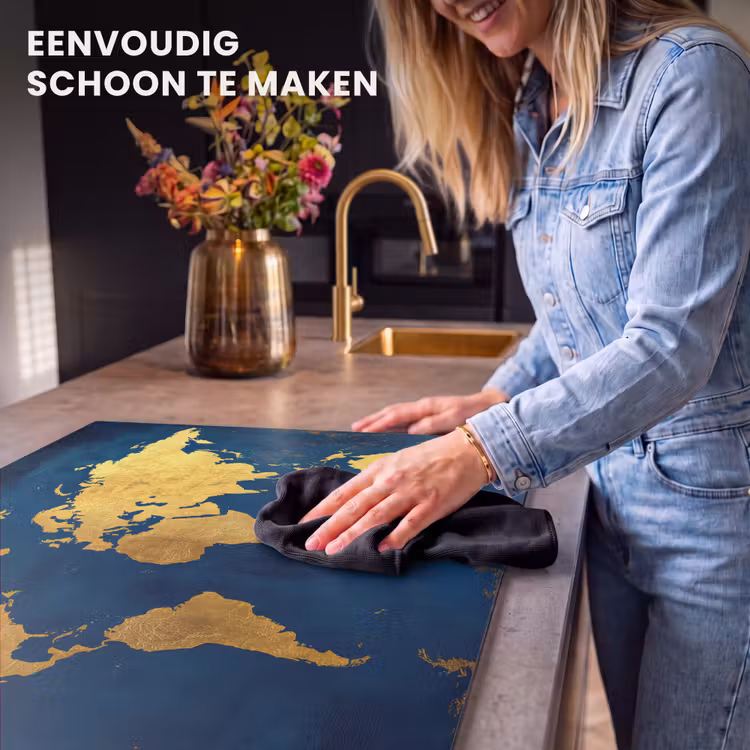 Inductie beschermer - Wereldkaart - Goud - Donkerblauw — 6