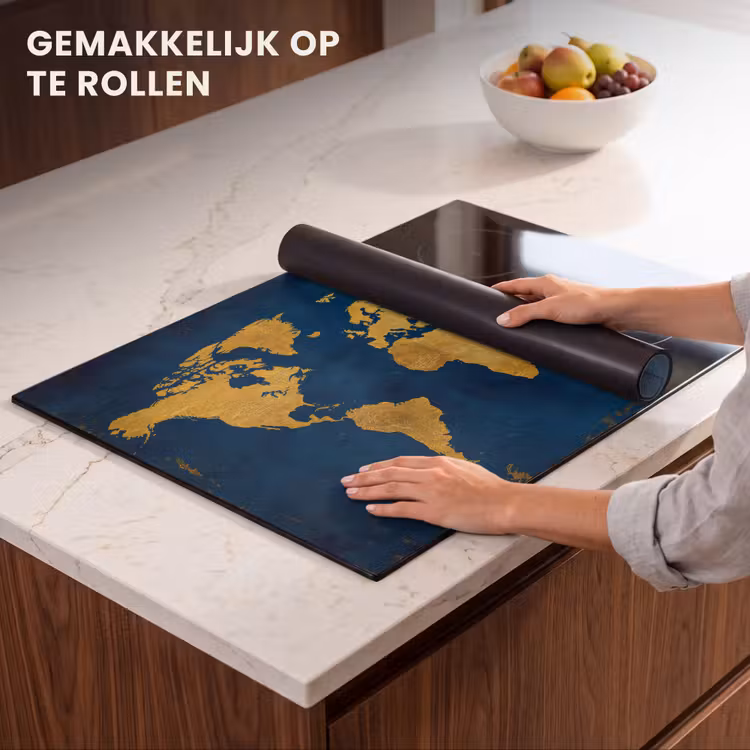 Inductie beschermer - Wereldkaart - Goud - Donkerblauw — 7