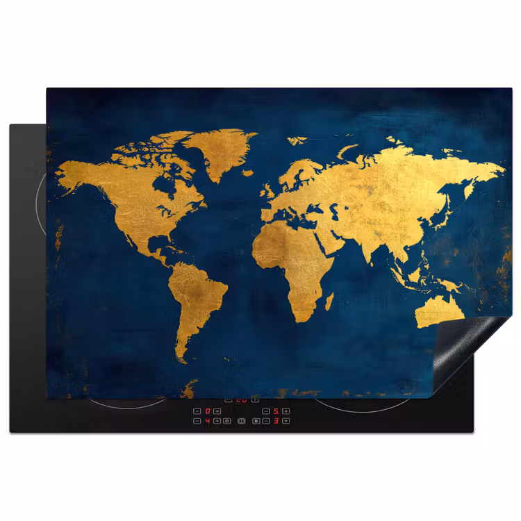 Inductie beschermer - Wereldkaart - Goud - Donkerblauw — 1
