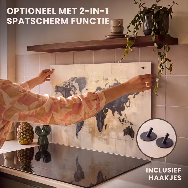 Inductie beschermer - Wereldkaart - Goud - Zwart - Abstract — 10