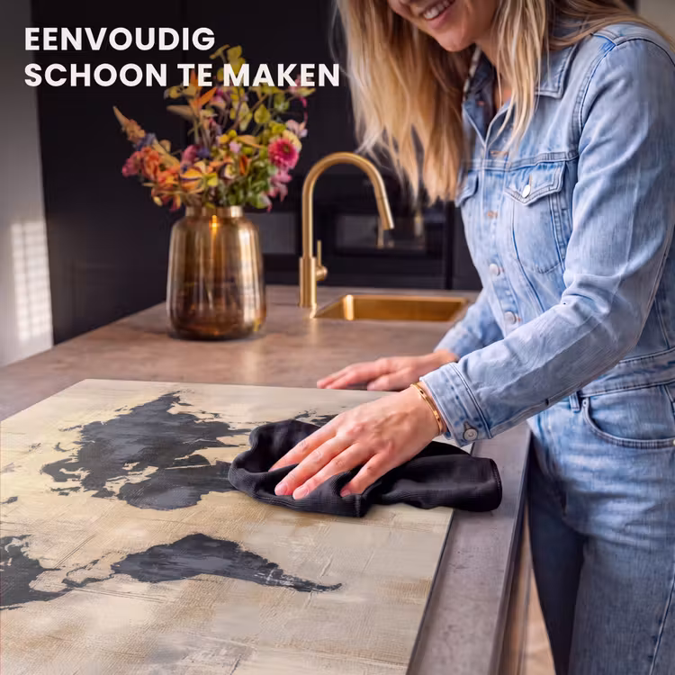 Inductie beschermer - Wereldkaart - Goud - Zwart - Abstract — 6