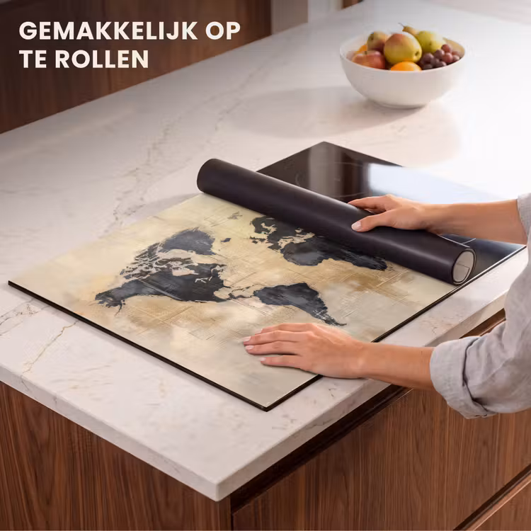 Inductie beschermer - Wereldkaart - Goud - Zwart - Abstract — 7
