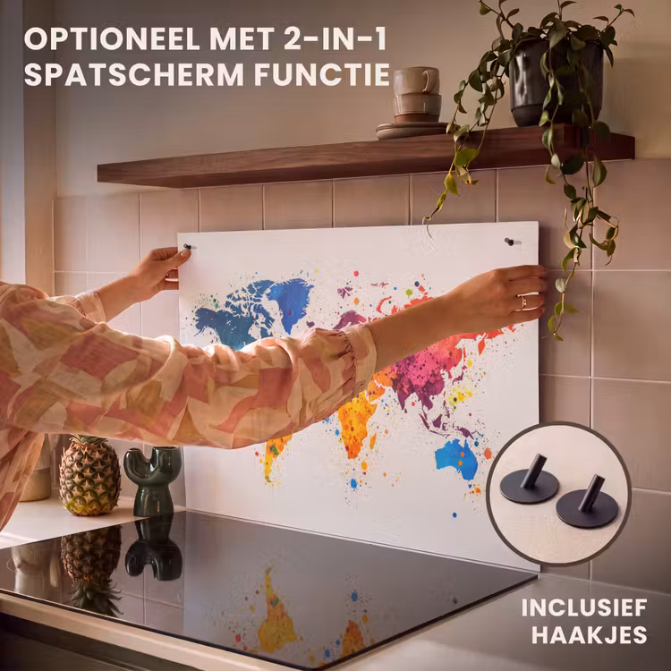 Inductie beschermer - Wereldkaart - Graffiti - Kleurrijk — 10