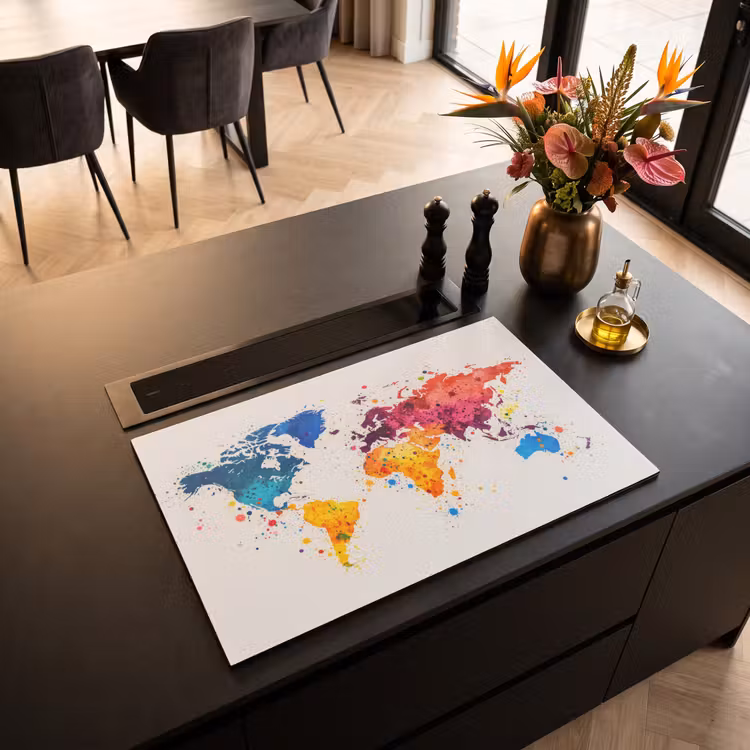 Inductie beschermer - Wereldkaart - Graffiti - Kleurrijk — 5