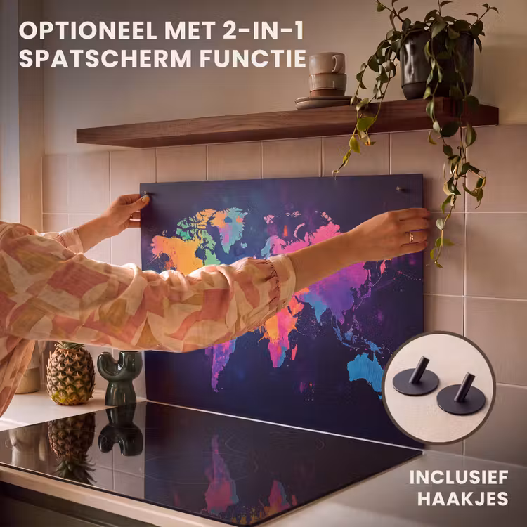 Inductie beschermer - Wereldkaart - Kleurrijk - Graffiti — 10