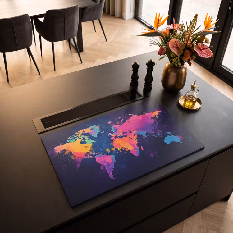 Inductie beschermer - Wereldkaart - Kleurrijk - Graffiti — 5
