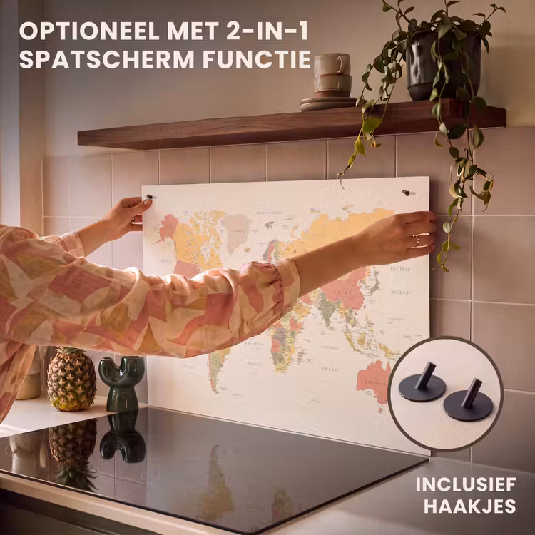 Inductie beschermer - Wereldkaart - Realistisch - Beige — 10