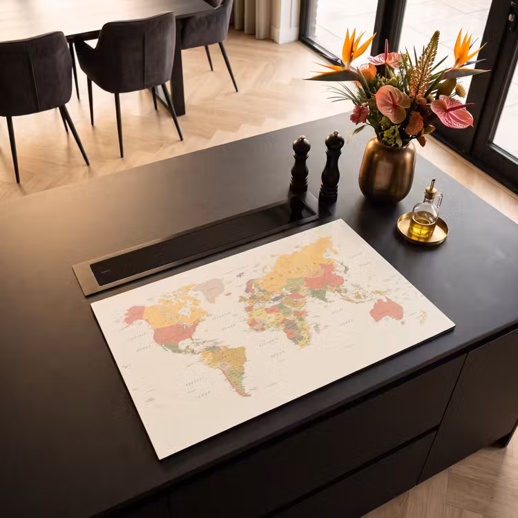 Inductie beschermer - Wereldkaart - Realistisch - Beige — 5