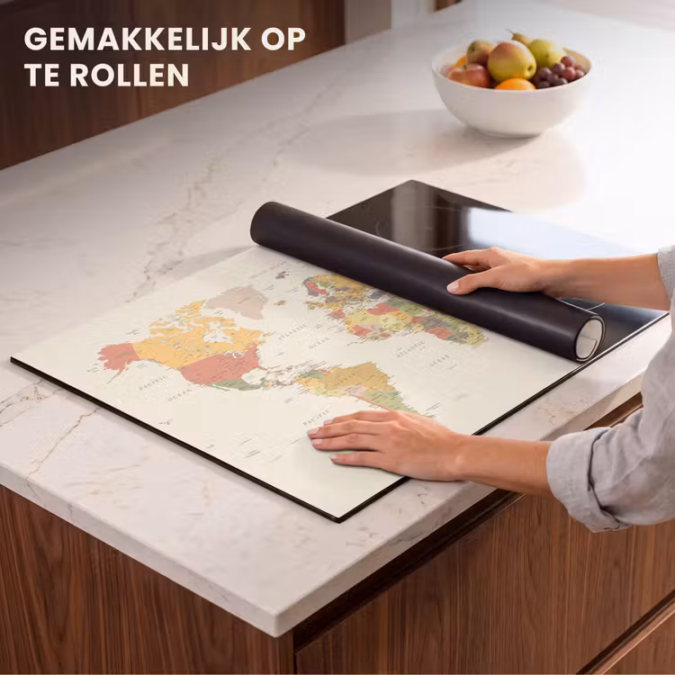 Inductie beschermer - Wereldkaart - Realistisch - Beige — 7