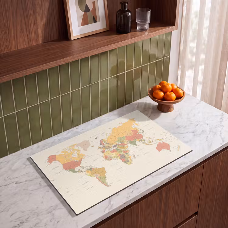 Inductie beschermer - Wereldkaart - Realistisch - Beige — 8