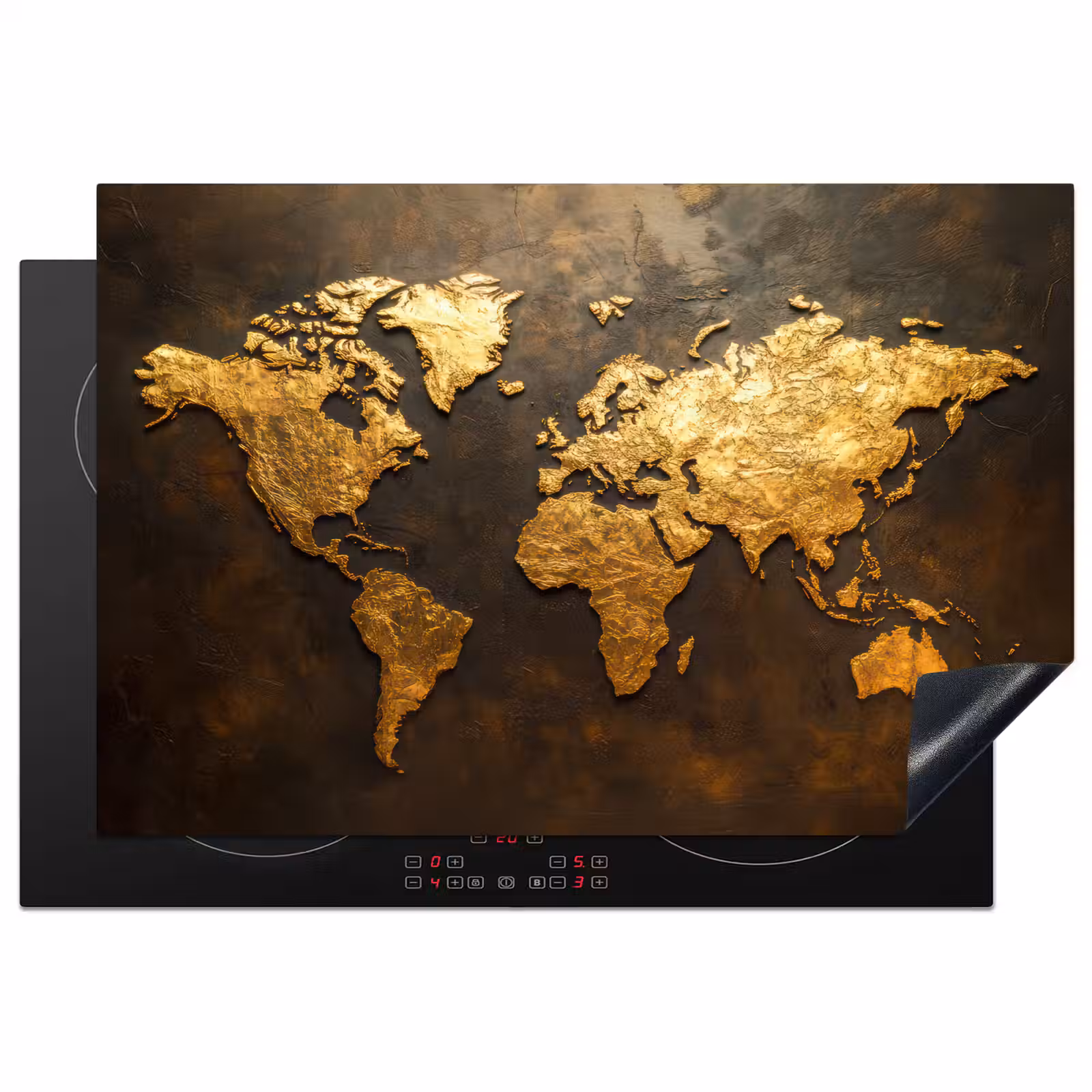 Inductie beschermer - Wereldkaart - Goud - Roest — 1