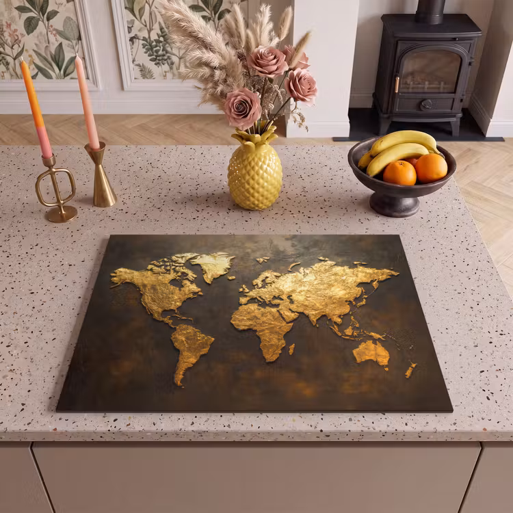 Inductie beschermer - Wereldkaart - Goud - Roest — 2