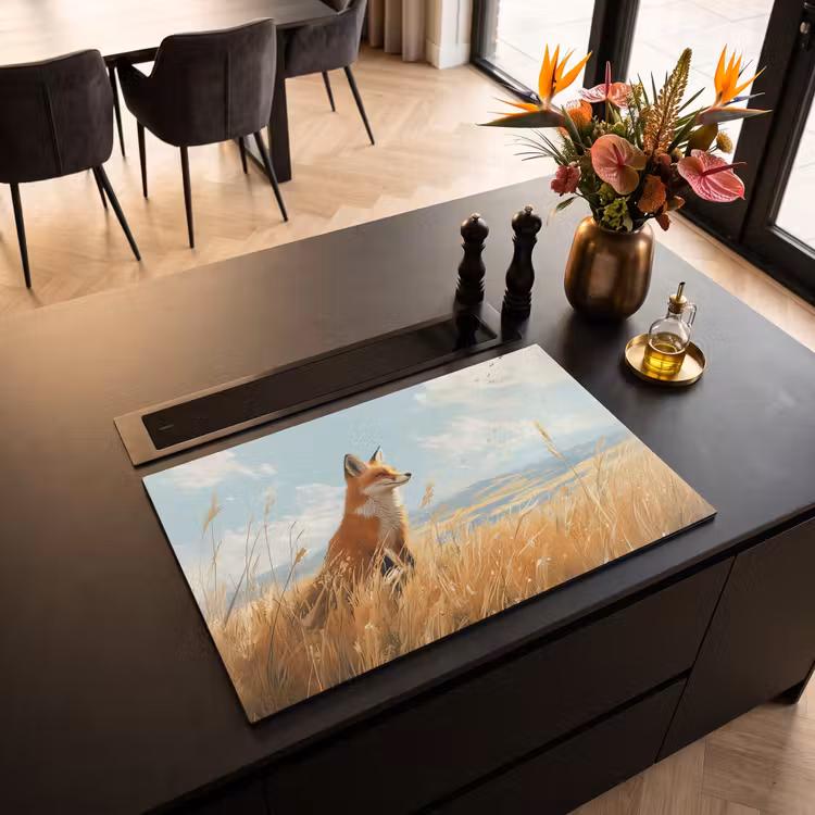 Inductie beschermer - Vos - Gras - Wolken - Oranje — 5