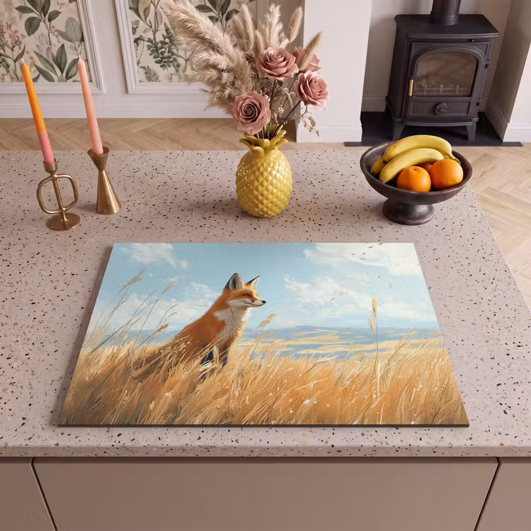 Inductie beschermer - Vos - Gras - Wolken - Oranje — 2