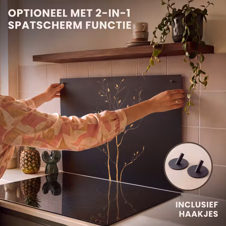 Inductie beschermer - Takken - Blaadjes - Zwart — 10