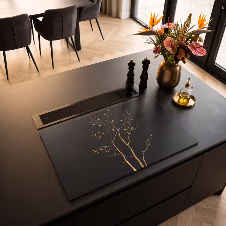 Inductie beschermer - Takken - Blaadjes - Zwart — 5
