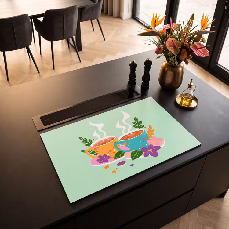 Inductie beschermer - Thee - Illustratie - Kopjes - Bloemen — 5