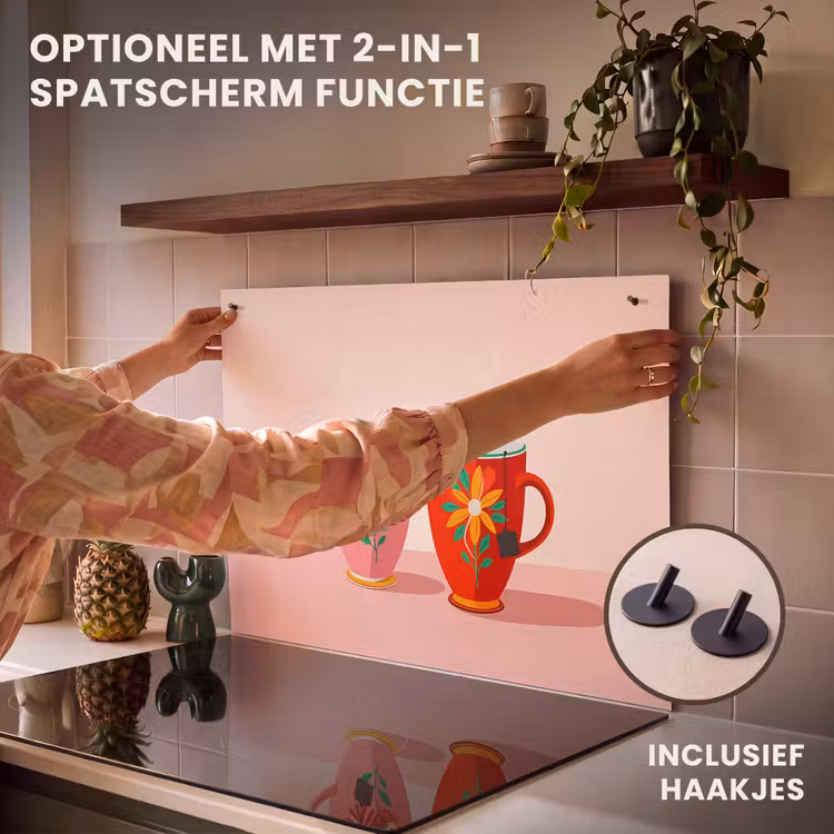 Inductie beschermer - Theekopjes - Bloemmotieven - Roze - Theezakjes — 10