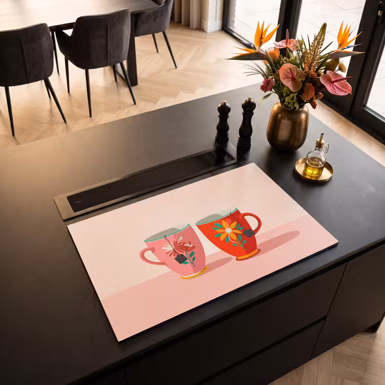 Inductie beschermer - Theekopjes - Bloemmotieven - Roze - Theezakjes — 5