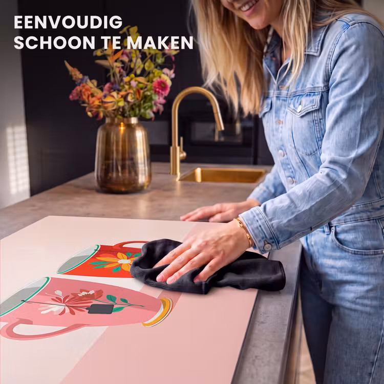 Inductie beschermer - Theekopjes - Bloemmotieven - Roze - Theezakjes — 6