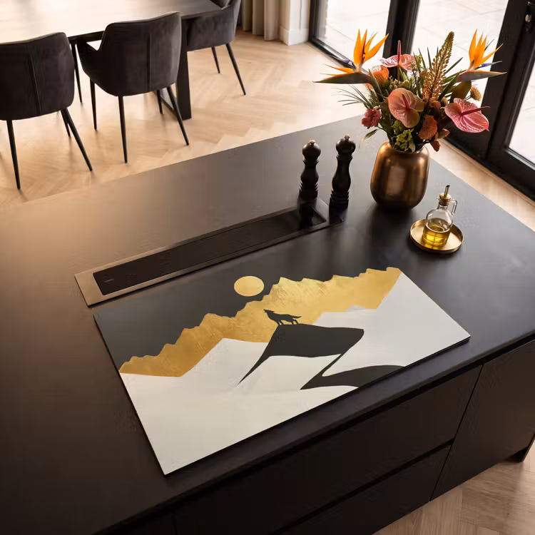 Inductie beschermer - Wolf - Bergen - Maan - Zwart — 5