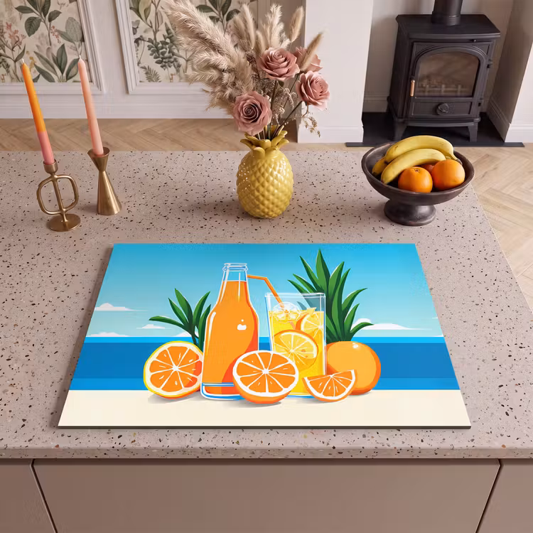 Inductie beschermer - Sinaasappels - Ijsblokjes - Zee - Illustratie — 2